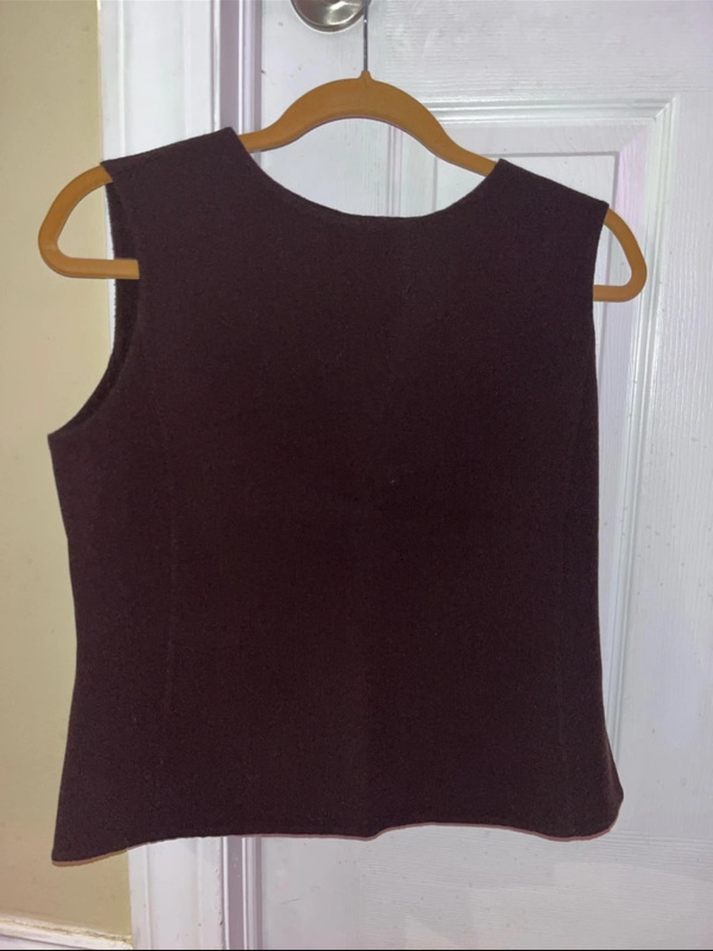 Vintage wool Linda Allard Ellen Tracy Sleeveless Top - Dark Brown